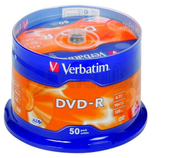 DVD-R MEDIJ VERBATIM 50PK CB 16X 4,7GB na postolju_0