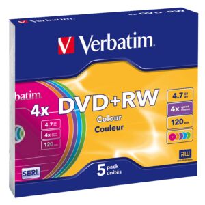 DVD+RW MEDIJ VERBATIM 5PK SC 4X 4,7GB slim case COLOR_0