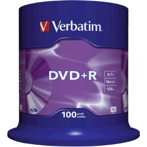DVD+R MEDIJ VERBATIM 100PK CB 16X 4,7GB na osi MATT SILVER_0