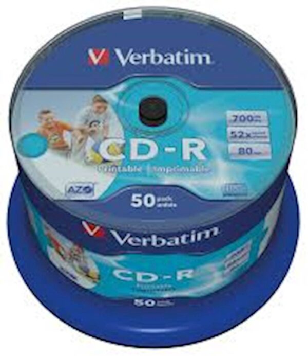 CD-R WIDE VERBATIM 50PK CB PR Wide Inkjet Pr., 700MB, 52x_0