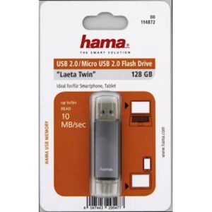 HAMA LAETA TWIN USB 2.0 128GB, 10MB/s sivi_0