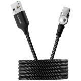 CANYON UC-8 Rotating magnetic Type C charging cable (no data transfer), USB2.0, Power output 5V/2A, OD 3.2mm, with Short-circuit protection, cable length 1m, Black, 16*6*1000mm, 0.024kg_0