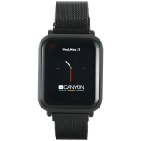 CANYON Sanchal SW-73, Smart watch, 1.22inch IPS full touch, 6H Glass,2 straps, metal strap and silicon strap, metal case, IP68 waterproof, multisport mode, camera remote, 150mAh, compatibility with iOS and android, Black, host: 42*35*11.4mm, belt: 222_0