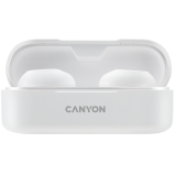 CANYON TWS-1 Bluetooth headset, with microphone, BT V5.0, Bluetrum AB5376A2, battery EarBud 45mAh*2+Charging Case 300mAh, cable length 0.3m, 66*28*24mm, 0.04kg, White_0