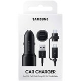 SAMSUNG Car Charger Dual USB Port, Fast charge 15W, combo cable_0