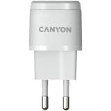 CANYON H-20-05, PD 20W Input: 100V-240V, Output: 1 port charge: USB-C:PD 20W (5V3A/9V2.22A/12V1.66A) , Eu plug, Over- Voltage , over-heated, over-current and short circuit protection Compliant with CE RoHs,ERP. Size: 68.5*29.2*29.4mm, 32.5g, White_0