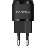 CANYON H-20-05, PD 20W Input: 100V-240V, Output: 1 port charge: USB-C:PD 20W (5V3A/9V2.22A/12V1.66A) , Eu plug, Over- Voltage , over-heated, over-current and short circuit protection Compliant with CE RoHs,ERP. Size: 68.5*29.2*29.4mm, 32.5g, Black_0