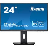 IIYAMA Monitor LED XUB2492HSU-B5 23.8" IPS 1920 x 1080 75Hz 250 cd/m² 1000:1 4ms VGA, HDMI, DP, USB 2.0 Hub, height, swivel, tilt, pivot, 3y, Black_0