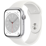 Apple Watch S8 GPS 45mm Silver Aluminium Case with White Sport Band - Regular_0