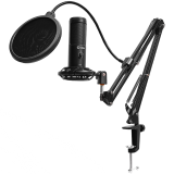 LORGAR Voicer 931, Gaming Microphone, Black, USB condenser microphone with desktop boom arm, pop filter, tripod stand, including 1* microphone, 1*desktop boom arm with C-clamp, 1*shock mount, 1*shock mount ring, 1*pivot mount,1*pop filter, 1*windscreen cap, 1*2.5m USB-A to Type C cable, 1* extra tripod_0