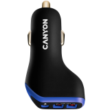 CANYON C-08, Universal 3xUSB car adapter, Input 12V-24V, Output DC USB-A 5V/2.4A(Max) + Type-C PD 18W, with Smart IC, Black+Purple with rubber coating, 71*39*26.2mm, 0.028kg_0