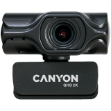 CANYON C6, 2k Ultra full HD 3.2Mega webcam with USB2.0 connector, built-in MIC, IC SN5262, Sensor Aptina 0330, viewing angle 80°, with tripod, cable length 2.0m, Grey, 61.1*47.7*63.2mm, 0.182kg_0