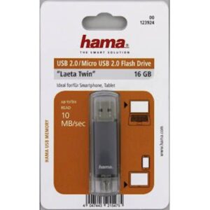 HAMA LAETA TWIN USB 2.0 16GB, 10MB/s, sivi_0