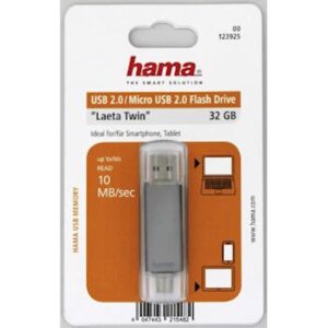 USB HAMA LAETA TWIN 2.0 32GB, 10MB/s, sivi_0