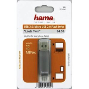 USB HAMA LAETA TWIN 2.0 64GB, 10MB/S, SIVI_0