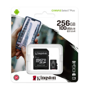 Kingston microSD 256GB Class10Canvas Select PlusSD adapter;100/85MBs,Class 10 UHS-I_0