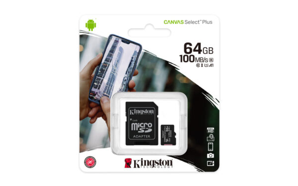 Kingston MicroSD 64GB Class 10Canvas Select Plus100MBs Read,Class 10 UHS-I_0