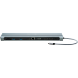 Canyon Multiport Docking Station with 14 ports: Type c data+Audio+Type C PD3.0 100W+SD+TF+2*USB3.0+USB2.0+RJ45+2*HDMI+VGA+DP+Lock, Input 100-240V, Output USB-C PD 5-20V/5A, cable length 0.20m, Space grey, 76*22.5*301mm, 0.36kg(Generation B)_0