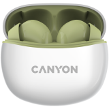 CANYON TWS-5, Bluetooth headset, with microphone, BT V5.3 JL 6983D4, Frequence Response:20Hz-20kHz, battery EarBud 40mAh*2+Charging Case 500mAh, type-C cable length 0.24m, Size: 58.5*52.91*25.5mm, 0.036kg, Green_0