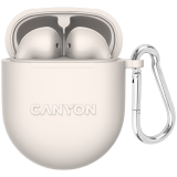 CANYON TWS-6, Bluetooth headset, with microphone, BT V5.3 JL 6976D4, Frequence Response:20Hz-20kHz, battery EarBud 30mAh*2+Charging Case 400mAh, type-C cable length 0.24m, Size: 64*48*26mm, 0.040kg, Beige_0