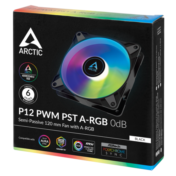 Arctic P12 PWM PST A-RGBBlackSemi-passive 120 mm Fan,digital A-RGB_1