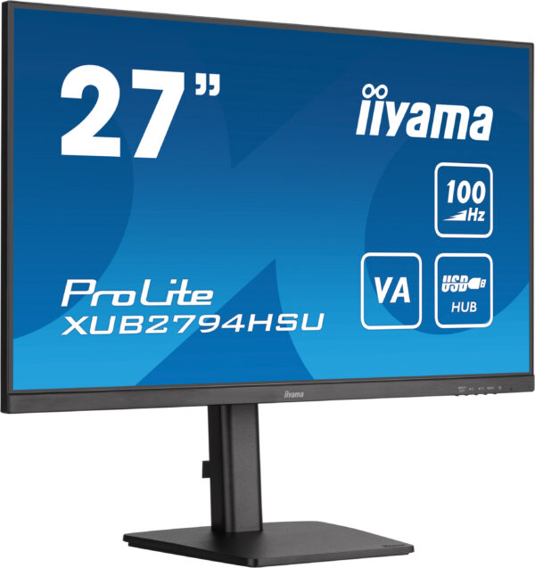 IIYAMA Monitor LED XUB2794HSU-B6 27” Full HD VA 1920 x 1080 @100Hz 250 cd/m² 4000:1 1ms HDMI DP USB Hub height, swivel, tilt, pivot (rotation both sides)_0