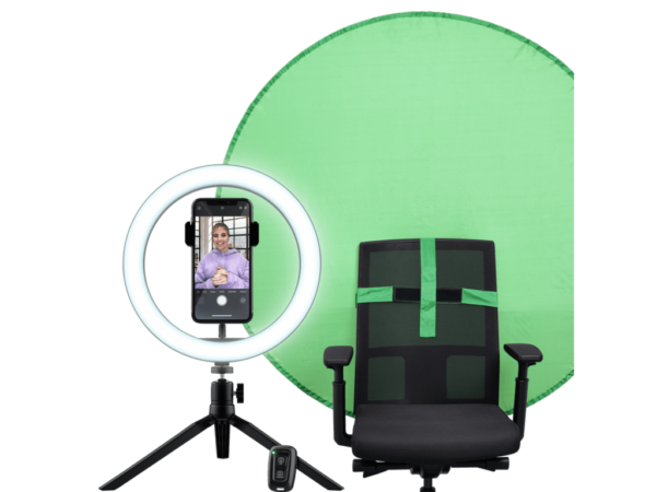 Trust Maku streaming kit 2in1 Ring light + green screen tripod, webcam mount, phone clamp_2