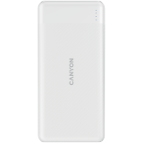 CANYON PB-109, Power bank 10000mAh Li-poly battery, Input Lightning &Type C : 5V/2A, 9V/2A PD 18W(Max), Output Type C 5V/3A,9V/2.2A,12V/1.5A 20W, Output USB A:5V3A,9V2A,12V1.5A,18W quick charging cable 0.3m, 144*68*16mm, 0.24kg, White_0