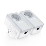 TP-Link TL-PA4010P KIT AV600 Passthrough Powerline KIT,Qualcomm, 1 x 10/100 RJ45 port, 600Mbps Powerline, HomePlug AV, Green Powerline, Plug and Play, Pair Button, New PLC Utility, Twin Pack, Integrated Power Socket, up to 300m range_0