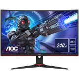 AOC Monitor LED C27G2ZE Gaming Curved 240Hz (27“, 16:9, 1920x1080, VA, 240Hz, 300 cd/m², 3000:1, 0.5 ms, 178/178°, 2xHDMI, DP, Tilt, 3-sided frameless) Black-Red, 3y_0