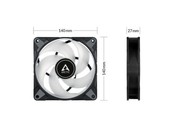 Arctic Fan P14 PWM PST A-RGB black, 3 packpressure-optimised, semi-passive_1