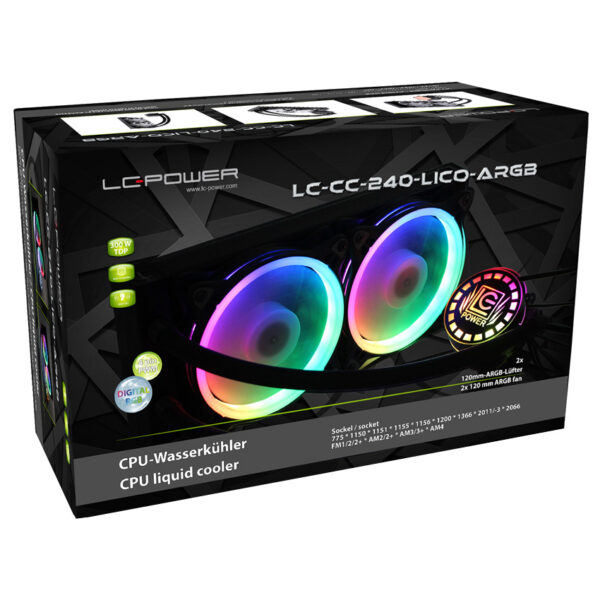 CPU cooler LC-CC-240-LiCo-ARGBLiquid CPU cooler2x 120 mm fan_1