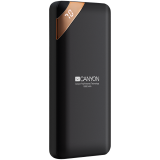 CANYON PB-102, Power bank 10000mAh Li-poly battery, Input 5V/2A, Output 5V/2.1A(Max), with Smart IC and power display, Black, USB cable length 0.25m, 137*67*13mm, 0.230Kg_0