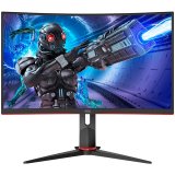 AOC Monitor LED C24G2AE Gaming Curved 165Hz (23.6“, 16:9, 1920x1080, VA, 165Hz, 250 cd/m², 4000:1, 1 ms, 178/178°, 2xHDMI, DP, Tilt, FreeSync Premium, Frameless) Black-Red, 3y_0