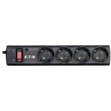 Eaton Protection Strip 4 DIN, 10A, Input: Schuko, Outputs: (4) Schuko; Power Cord Lenght 1m; Over voltage protection; On/Off switch; LED indication; 2yr warranty_0