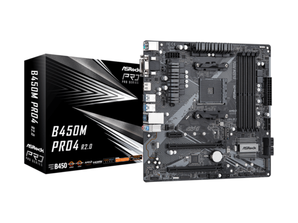 ASROCK MB B450M PRO4 R2.0AMD B450;AM4;4xDDR4m.2,VGA,DVI,HDMI,micro ATX_0